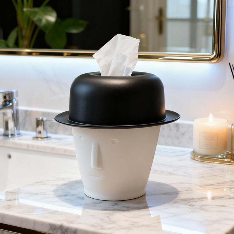 Top Hat Shaped Tissue Dispenser Decorative ABS Organizer for Living Room Bedroom Tabletop Home Essential