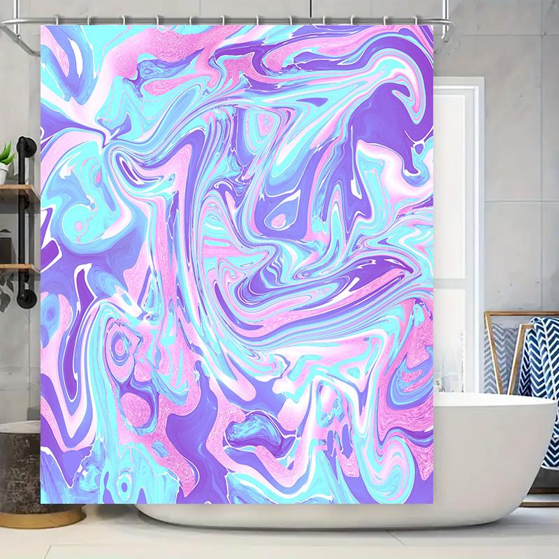 

Luxurious Abstract Bathroom Shower Curtain Blended Purple Blue Waterfall Design Waterproof Fabric Perfect Decor For Your Bath W60H190(CM)-1 Pcs