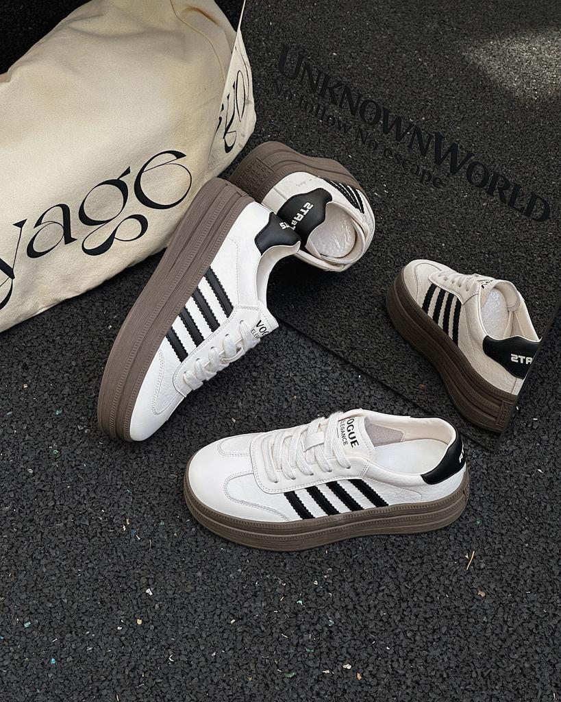 Leather German training white shoes women's 2025 autumn new thick sole heightening fashion versatile light leisure sports