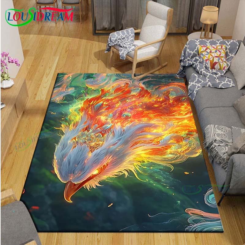 Popular Mythical Beast Phoenix Printed  Carpet Living Room Anti-Skid Area Rug Kids Bedroom Mats Yoga Mat Carpet Decor Gift