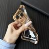 Soft Plating Card Holder Bag Case For iPhone 16 15 14 13 12 mini 11 Pro X XR Xs Max 7 8 Plus 16e Shockproof Transparent Cover