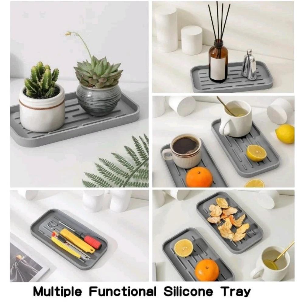 Flexible Silicone Tray Drain Tray Coasters For Bathroom Convenient And Accessible Easy To Clean Flexible Silicone Materia