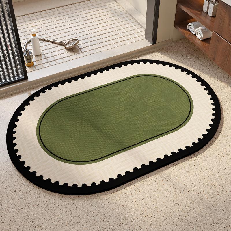 Diatom Mud Quick-Dry Non-Slip Bathroom Mat: French Style, Water Absorbing, Dirt Resistant, Easy Clean.