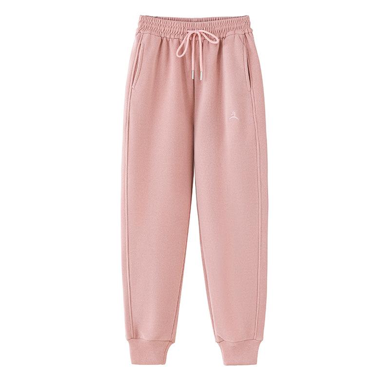 Casual Sweatpants for Women's Men Autumn Winter Outdoor Loose Harem Pants Fleece Thicken Warm Bundle Foot Straight Trousers