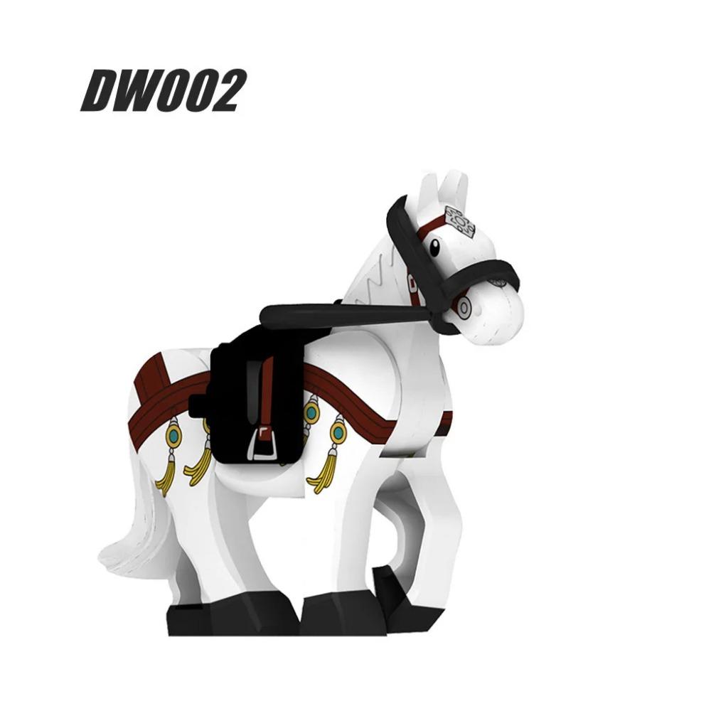 Militära Medeltida Byggklossar Soldatfigurer Riddare Utrustning Djurtillbehör Fäste Rüstning Krigshäst Miniklossar MOC