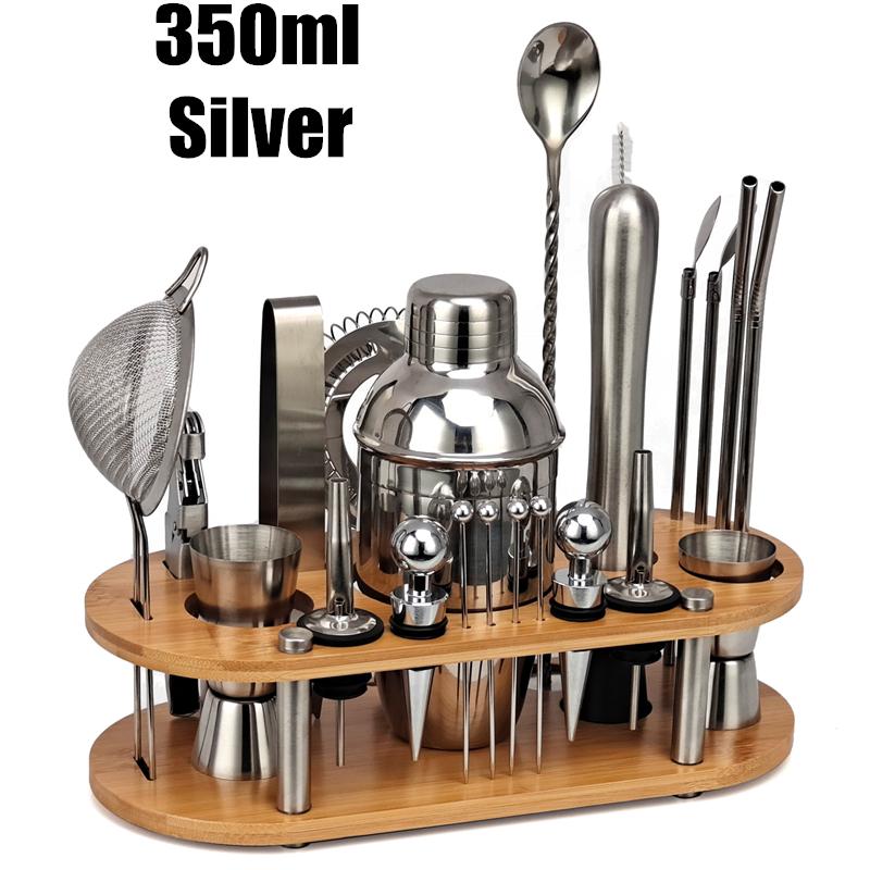 Set Shaker Cocktail da 23 Pezzi Regalo Perfetto, Kit Bartender Con Supporto Ovale in Bambù Staccabile, Strumenti per Bar Casalingo Acciaio Inossidabile