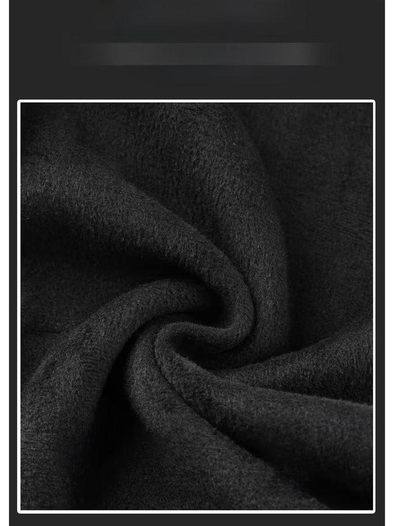 Black Label Plus Men's Slim Fit Tall Straight Fleece Pants - Autumn/Winter Korean Casual Trousers