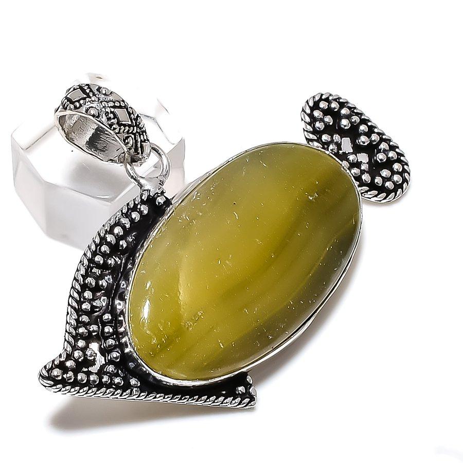 Natural Bumblebee Jasper Handmade 925 Sterling Silver Pendant 1.77" b3B16