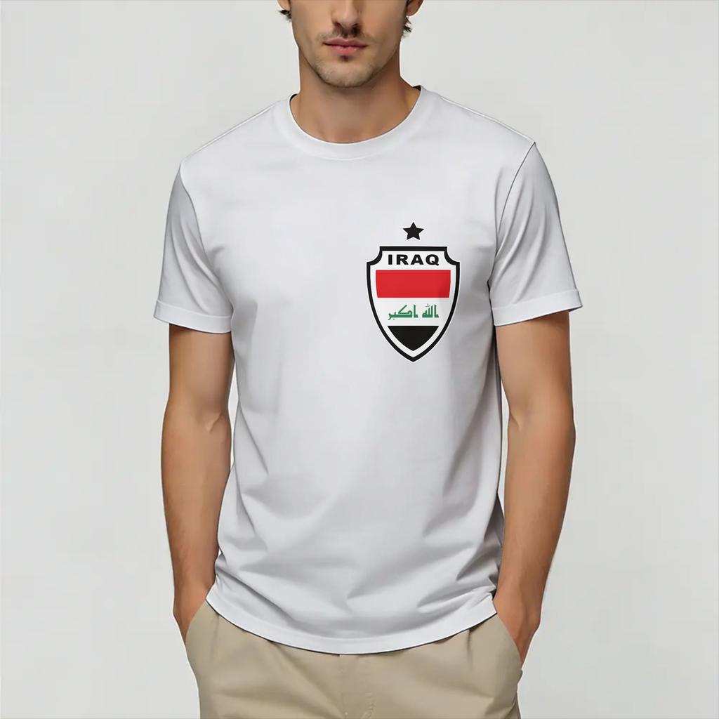 Oversized T Shirt Summer Iraq Flag Iraqi Trending TShirts Cotton Tshirt for Unisexs Y2K Classic Plus Size Short Sleeve Tees