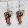 Cute Mushroom Frog Earrings Drop Earrings Acrylic Cartoon Balloon Print Dangle Earrings Ear Dangles Ear Pendant for Girl
