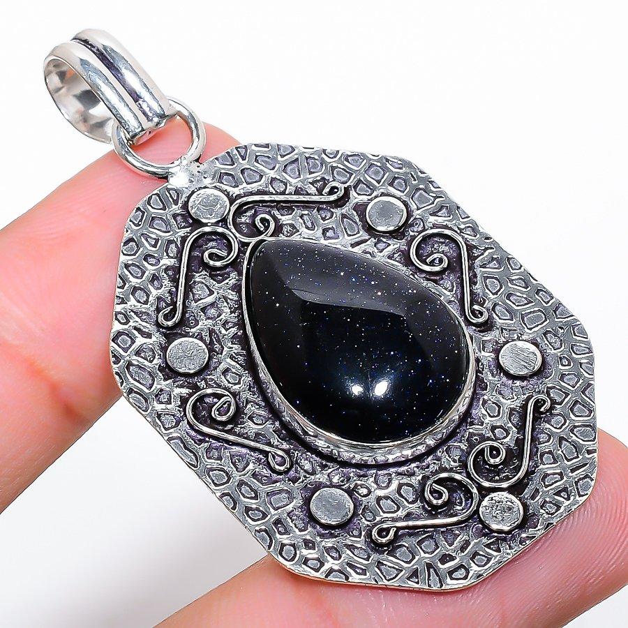 Purple Sunstone Gemstone Handmade 925 Sterling Silver Jewelry Pendant 2.21"