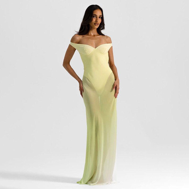 Y26Ds068 European and American Style Cross-Border Women's Spring and Summer Amazon New Sexy and Elegant One-Shoulder Backless Dress