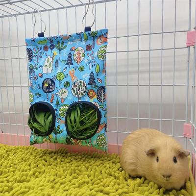 3 Holes Hanging Rabbit Hay Feeder Dispenser Pouch for Small Animals Guinea Pig Feeding Storage Bag Pet Supplies Accessories 1PC