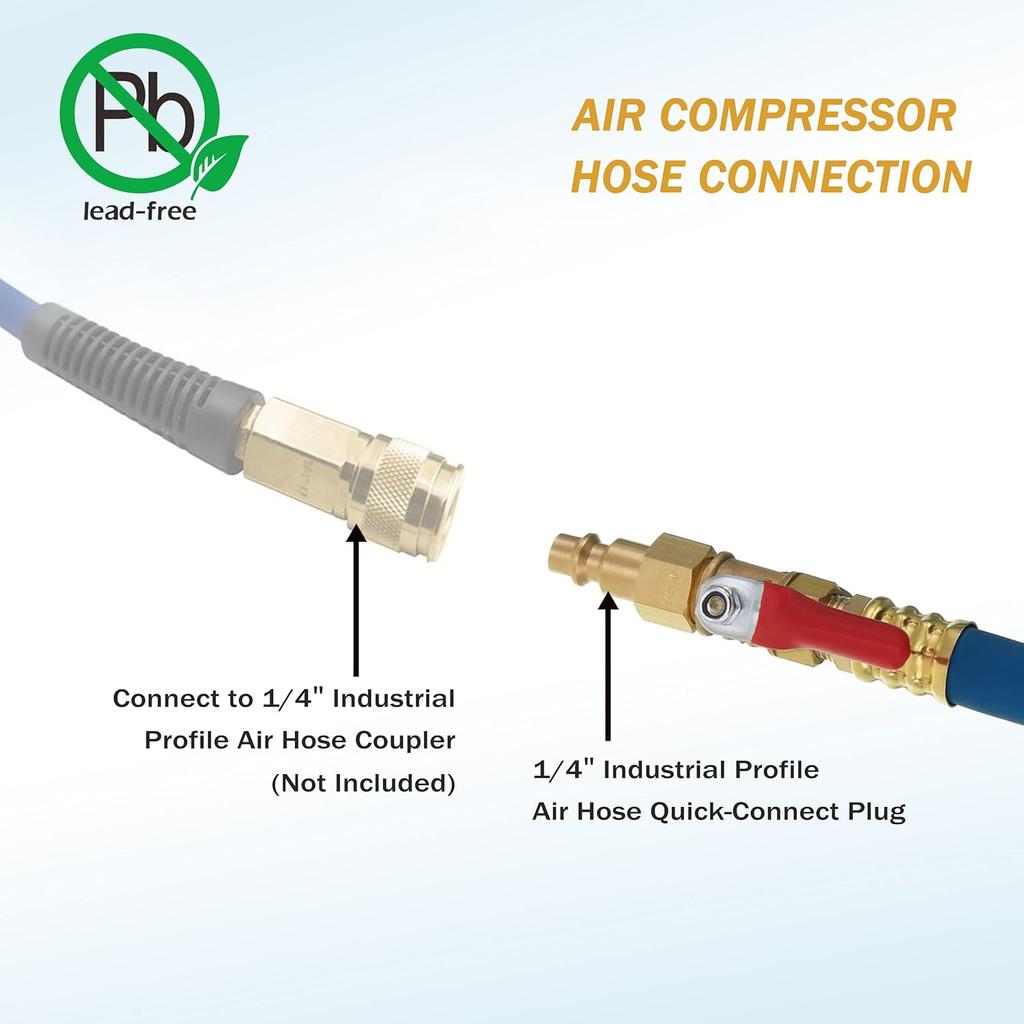 Tool Daily Winterize Blowout Adapter With Shut Off Valve, RV Winterizing Kit 12" Air Compressor Quick Connect Blow Out Fitting Plug For Motorhome,