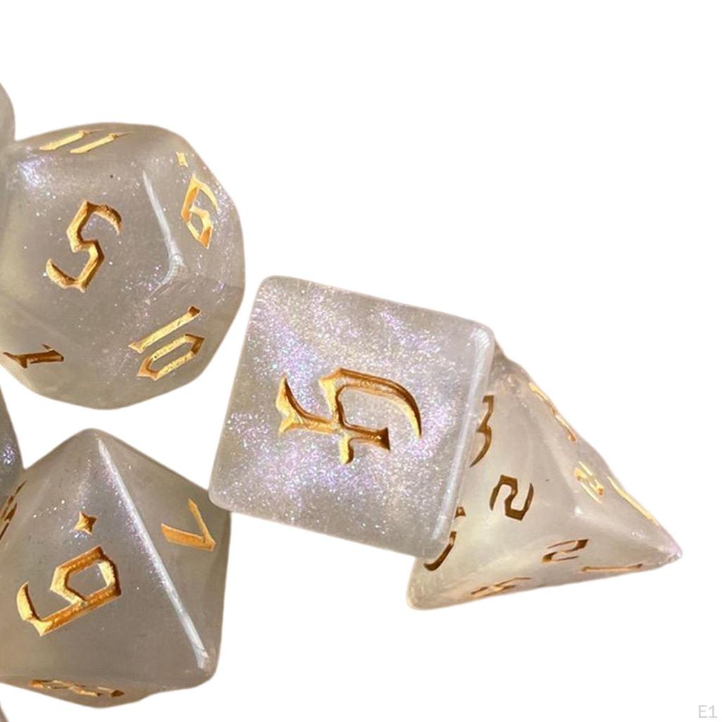 7 Pieces Polyhedral Dices Set Multipurpose Entertainment Toy Wear Resistant Engraved Rolling