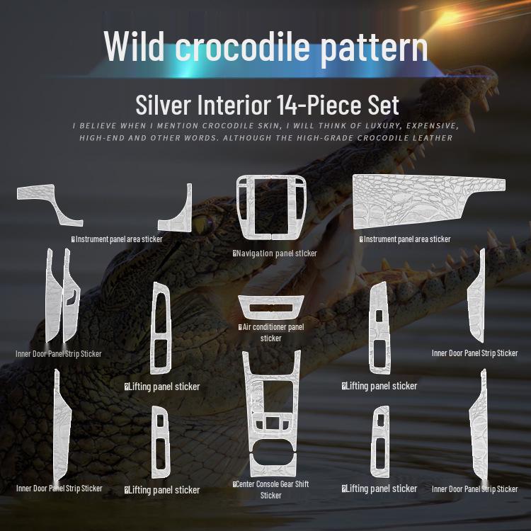Krokodilmusterfolie für BYD Song MAX Innenraumkonsole & Paneeldekoration, Wildschwarzer Aufkleber