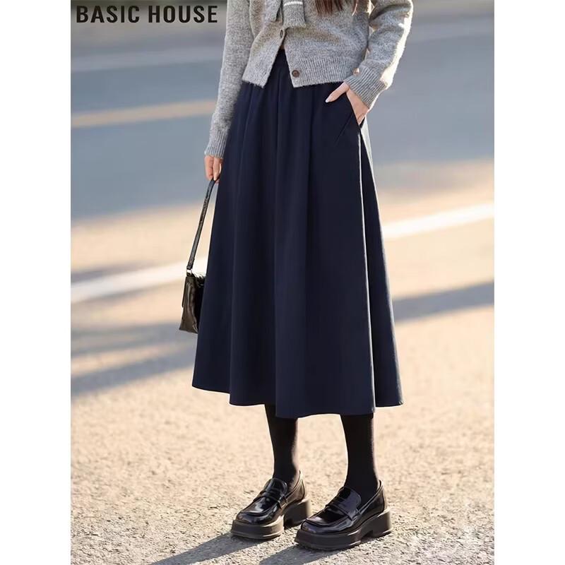 Basic House Women s A-line Midi Skirt L