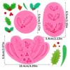 3Pcs Christmas Holly Leaves Silicone Molds Holly Leaf Fondant Chocolate Dessert Cake Decorating Baking DIY Art Crafts Making