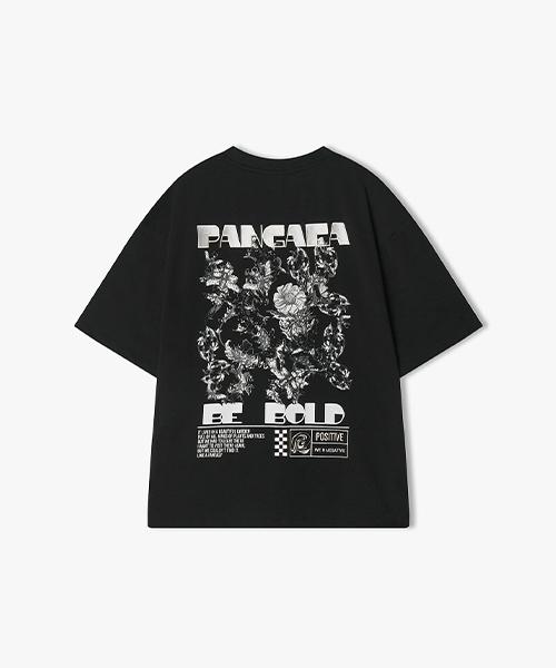River Classy [25Ss] Llm42508 Black Frame Flower Artwork Half T-Shirt 95