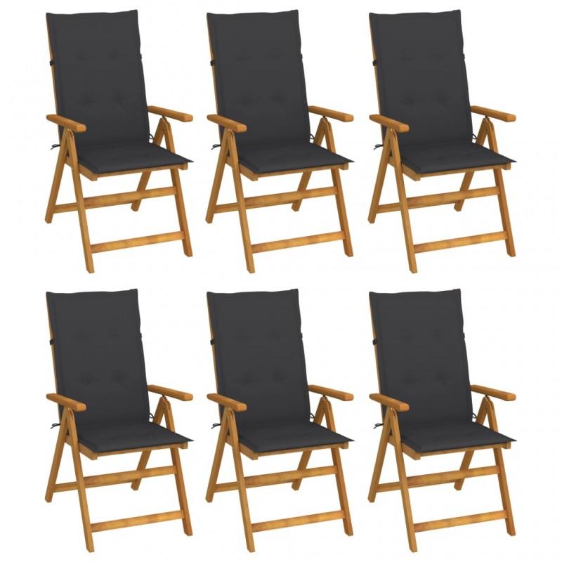 Day and Night - Day and Night Folding Garden Chairs 6 Units and Cushions Solid Acacia Wood