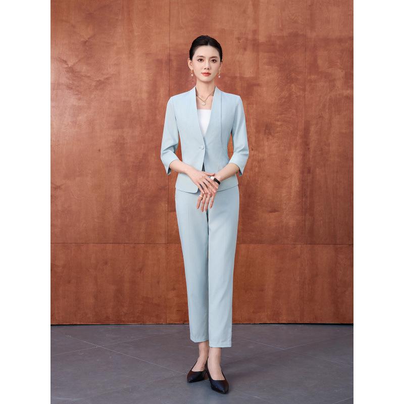 2026 Women's Professional Suit Set with Seven-Sleeve Jacket & Skirt for Beauty Salon
