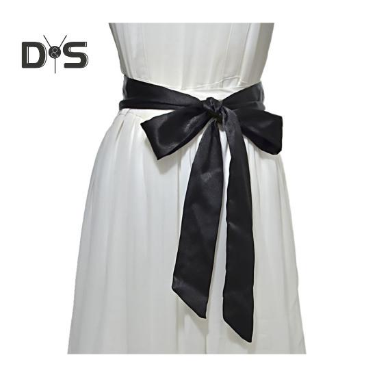 

Женский ремень из гладкого атласа со шнуровкой и бантом, декоративный пояс с регулируемой длиной и дизайном галстука-бабочки, формальный пояс 1pc чёрный