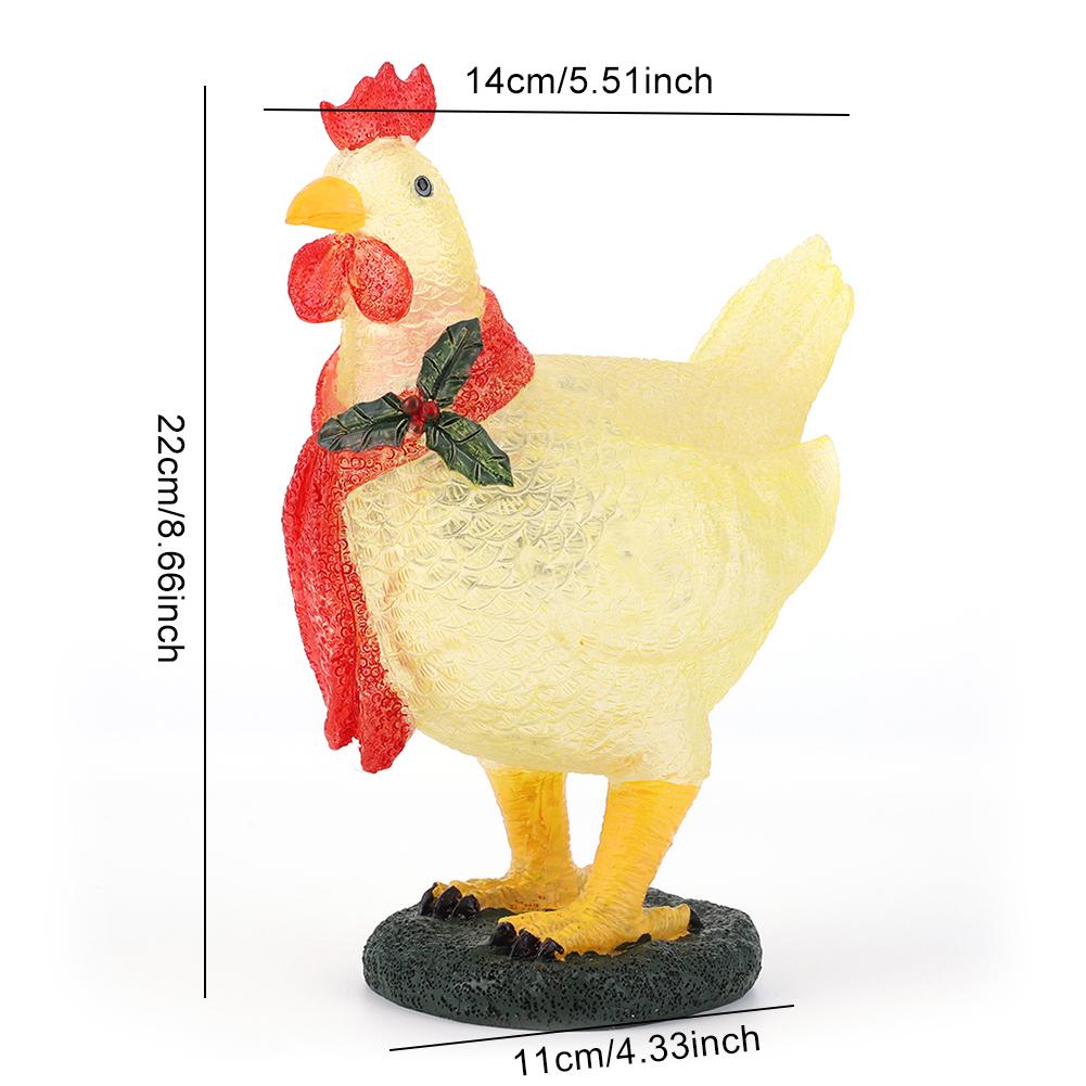 Resin Chicken Statue LED Night Lights Funny Animal Chick Light Home Courtyard Lawn Decoration Ornaments Warm Yellow Solar Lamp