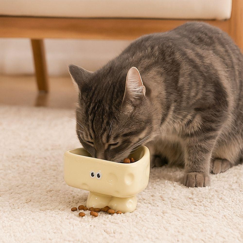Cartoon Ceramic Cat Bowl High Footed Anti-ant Cat Bowl Slow Eating Bowl  Cat Feeding