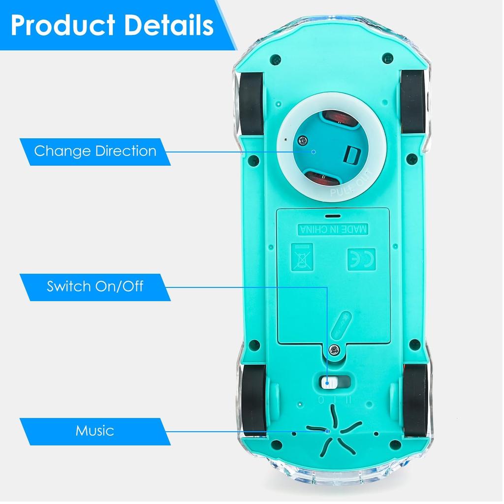 Light Up Transparent Sensory Car Toys, Crash And Walk Toy Cars With Colorful Moving Gears, Music And LED Effects, Fun Automatic Steering Toys