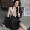 Sexy pajamas women's ice silk thin summer with chest pad lace suspender nightdress two-piece loungewear available