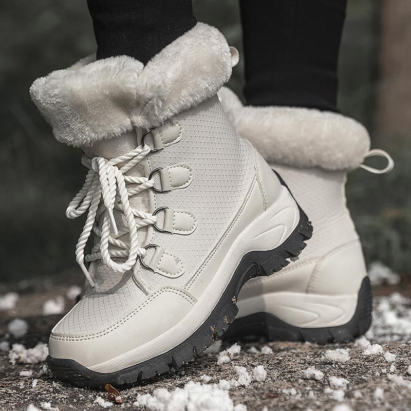 Winter Couple Snow Boots High Top Men And Women Hiking Shoes Cotton Shoes Comfortable Warm Plus Velvet Non-Slip Elderly Shoes