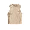 YPFF Trendy Sleeveless Women's Crop Top: Hot Girl European & American Style, Slim Fit, Solid Color, Front Spliced Design