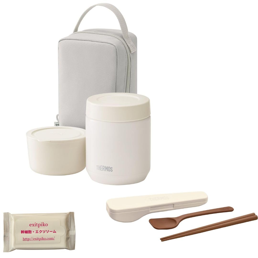 Thermos Vacuum Insulated Soup Lunch Set 300ml SpoonChopsticks (Gray Beige)
