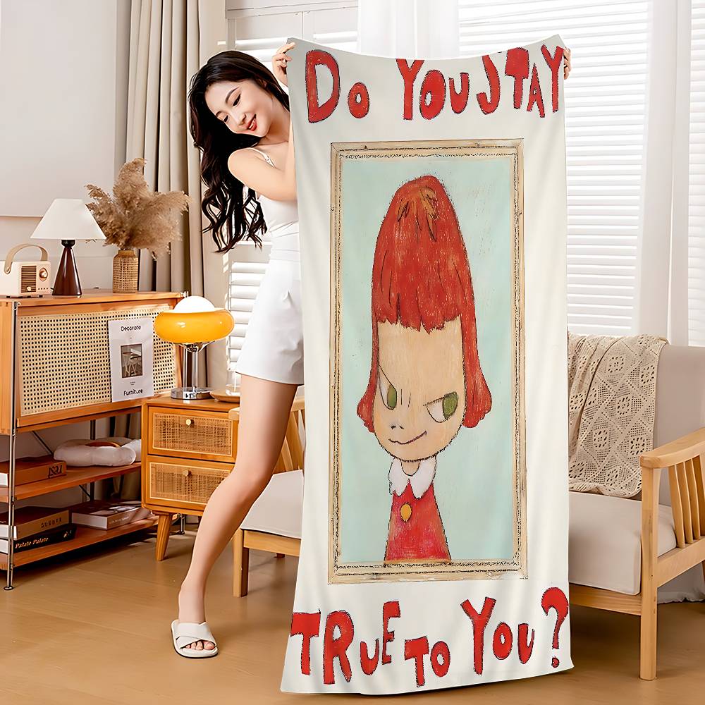 Y-Yoshitomo Nara Art Lovely Melancholy Microfiber Beach Towel Absorbent Quick Dry Soft Yoga Swimming Resort Mountain Climbing