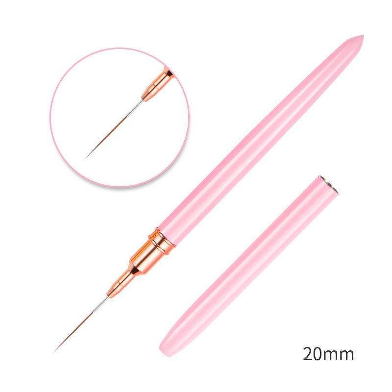 Πινέλο Γραμμής Νυχιών DIY Σχεδίασης Ζωγραφικής Λουλουδιών Γραμμών Ριγών 4mm-25mm Μεταλλική Λαβή Πινέλο Nail Art Με Κάλυμμα Πινέλα Νυχιών