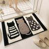 Cute Cat Print Bathroom Mat Non-Slip Absorbent Quick Dry Stain Resistant Washable Soft Durable Floor Rug for Home
