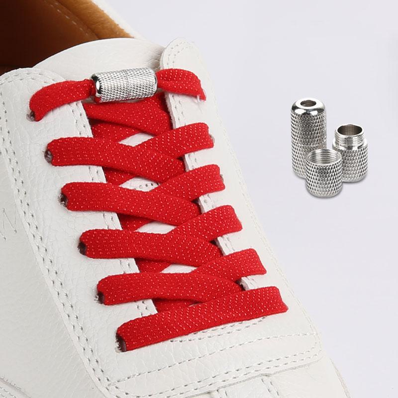 Elastic Flat Shoelaces for Sneakers No Tie Shoe Laces Metal Flower Noodle Capsule Buckle One Size Fits All for Kids and Adults