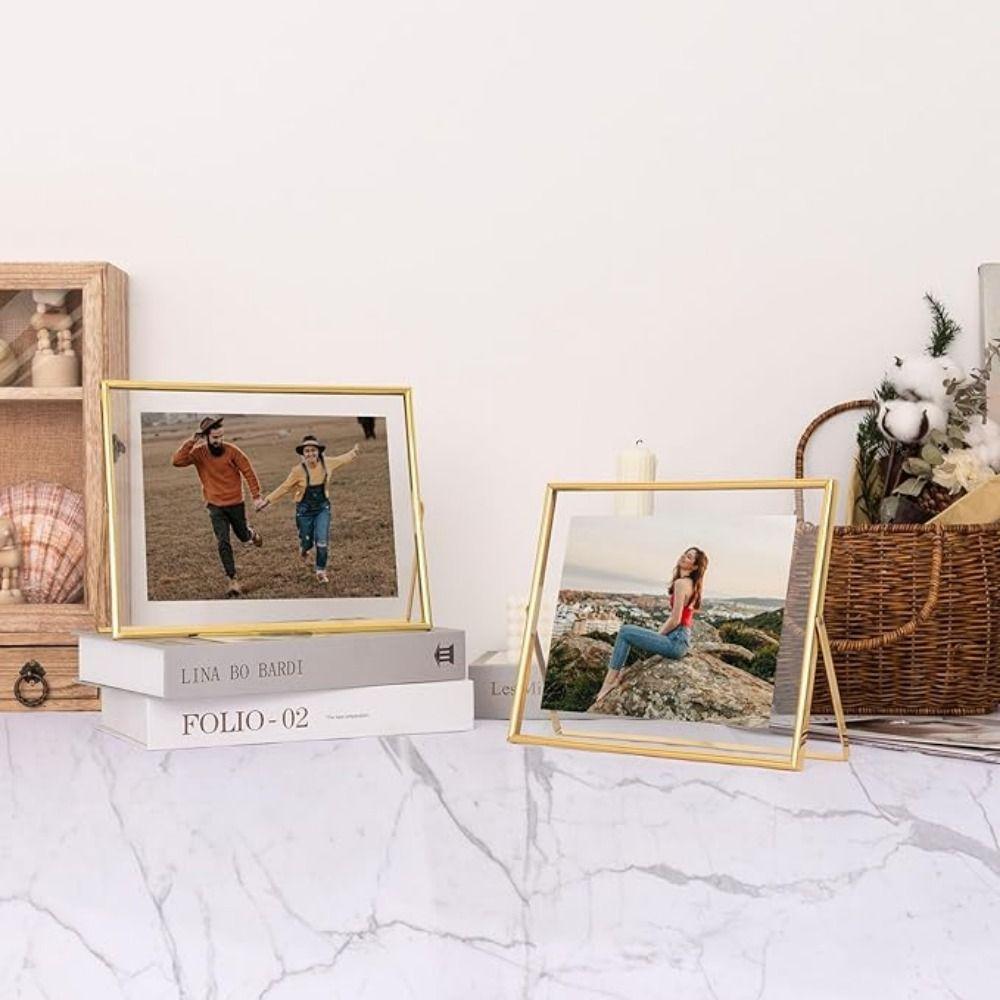 Transparent Surface Metal Photo Frame Minimalist Style Floating Picture Frame  Office