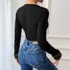 Women's Fashion Casual Leopard Print Spring Autumn Long Sleeve V-Neck Bodysuits