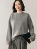 Autumn Winter Cashmere Knit Base Layer: Pure Color Round Neck, Loose Silhouette, Slimming, Soft & Smooth.