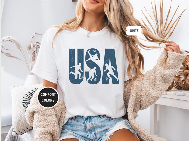 USA Soccer Comfort Colors shirt| Patriotic World Football Fan Tee | Cup Soccer Lover Gift 3XL