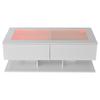 100*50*35cm Coffee Table, High Gloss Sofa Table, Living Room Table with Drawers, Coffee Table with LED Light, Glass Top, White