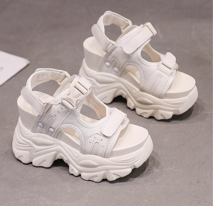 11CM Thick Bottom Gladiator Shoes Woman Summer Chunky Sneakers High Platform Sandals Hollow Out Wedge Heels Beach Sandalias