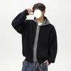 New Lazy Wind Fake Two-piece Cardigan Hooded Sweater Men's Autumn and Winter New Retro Trendy Brand Knitted Sweater Jacket Top