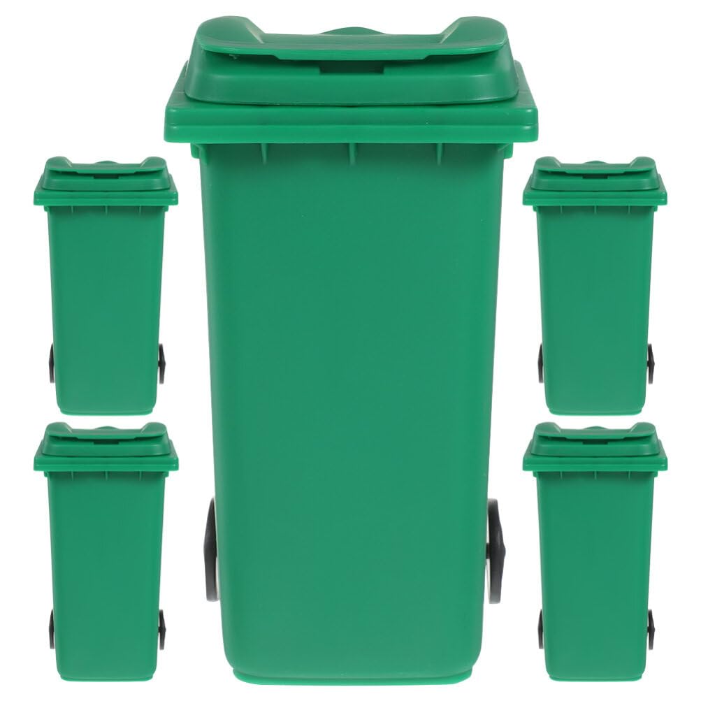 EXCEART 5pcs Mini Curbside Garbage Cans Desk Trash Can Trash Bins Pen Holder Desk Organizer Garbage Bin Recycle Can Mini Waste Basket with Lid Small