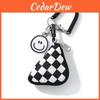 Black And White Checkered Mini Key Holder With Trendy Design For Unisex Daily Accessories