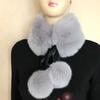 Women Scarf Thicken Super Soft Fluffy Windproof Solid Color Keep Warm with Hairball Winter Imitation Rabbit Fur False Collar Shawl for Outdoor