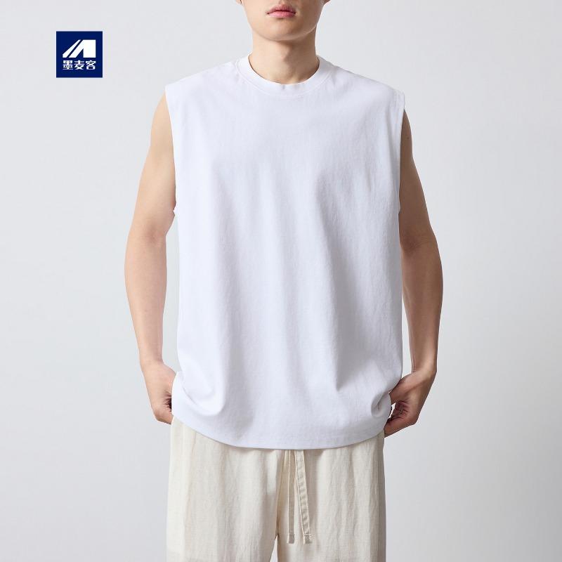 

Men Crew Neck Sleeveless Tank Top Loose Fit Casual Daily Tops M белый