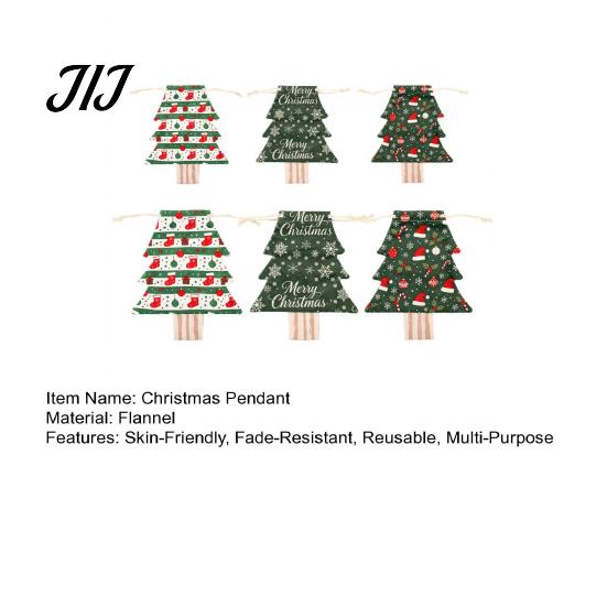 Flannel Christmas Decorations Tree Shaped Drawstring Gift Bags, Xmas Hanging Treat Sacks, Seasonal Home Decor Holiday Candy Small Storage Pouches for