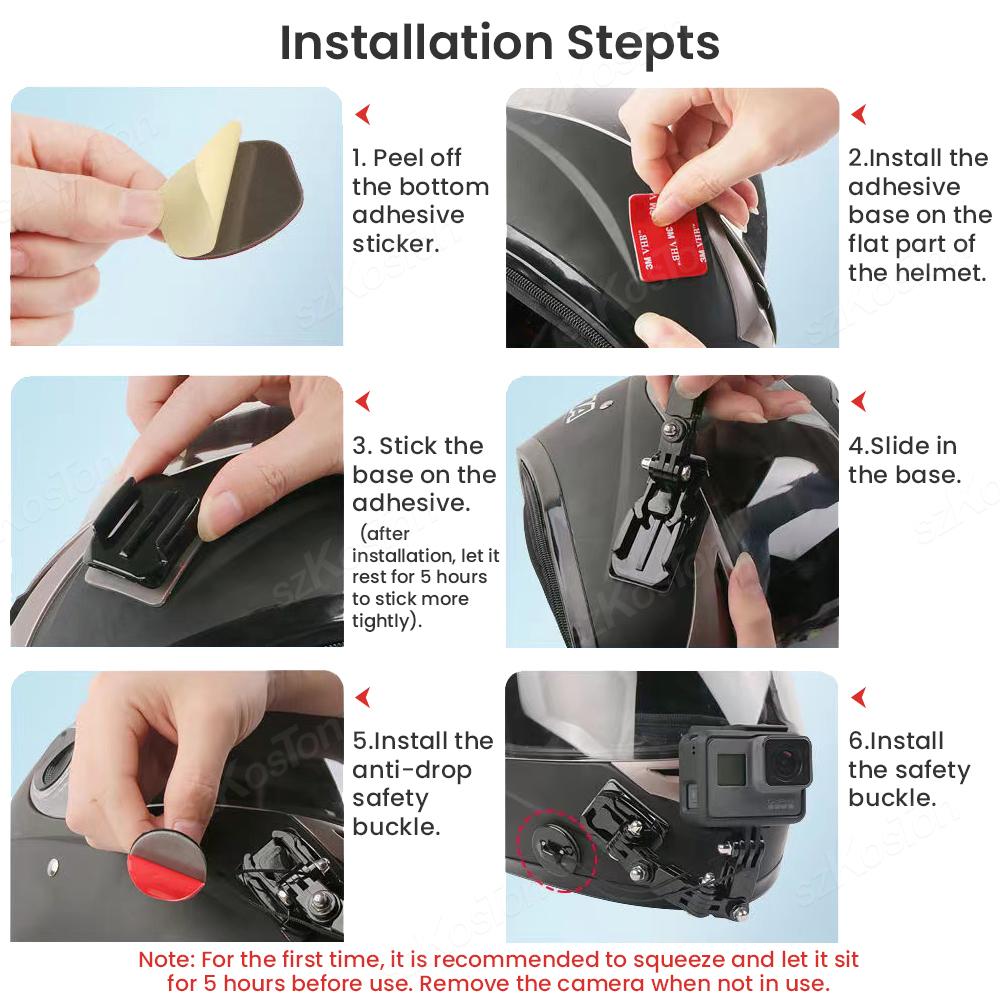 Helmet Adhesive Sticky Mounts Flat Curved Mount For GoPro Hero 13 12 11 10 9 8 Insta360 X5 X4 AKASO DJI OSMO Action 5 Pro SJCAM